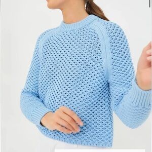 Tuckernuck Corsica Blue Crochet Knit Annette sweater